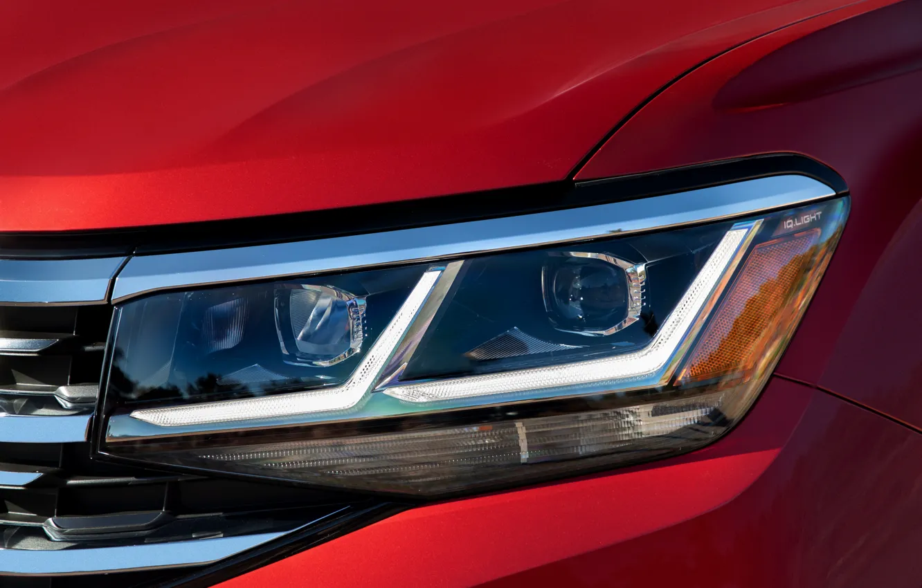 Фото обои красный, фара, Volkswagen, SUV, Atlas, 2020