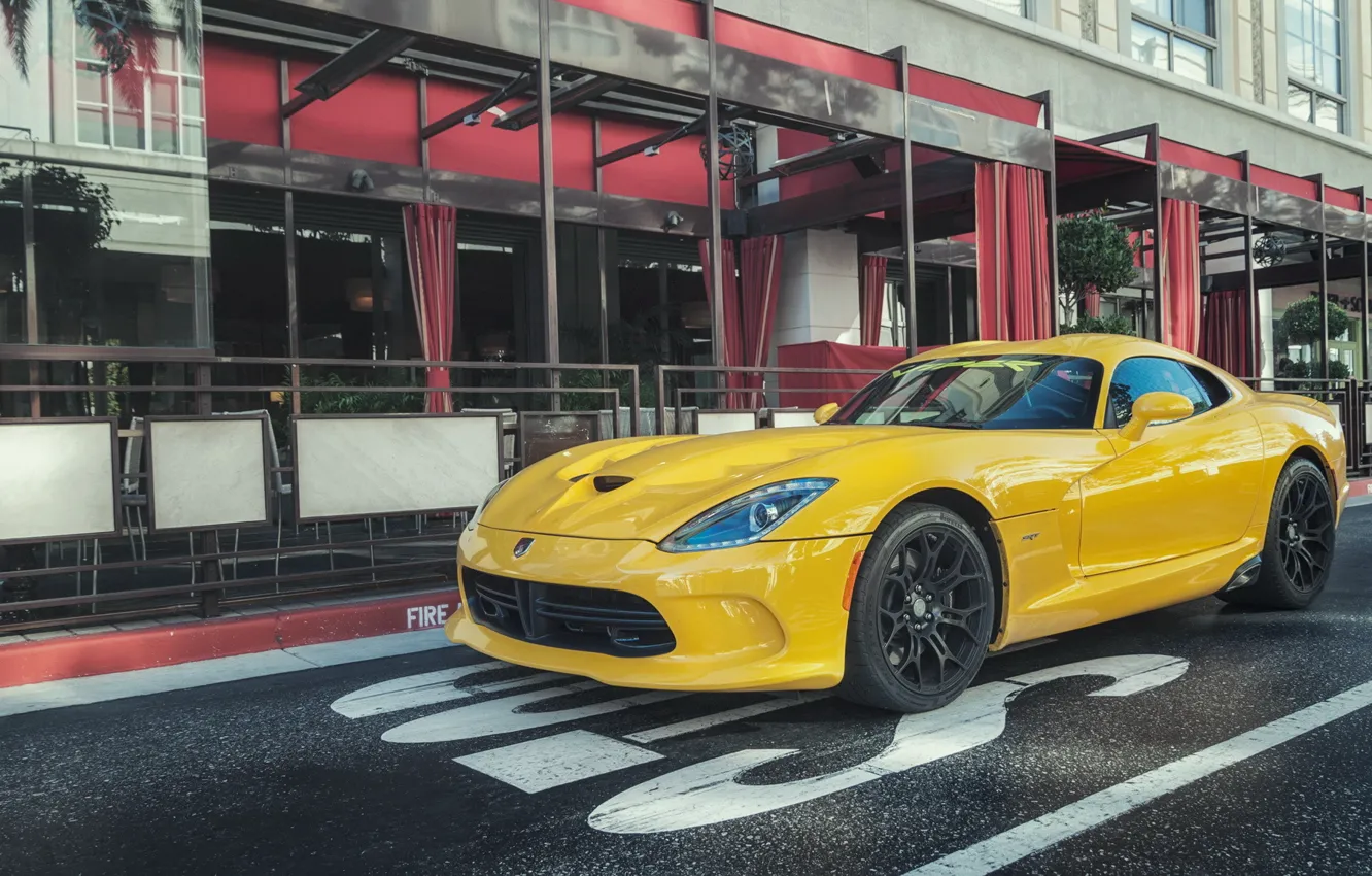 Фото обои Dodge, Viper, Street, Yellow, GTS, SRT