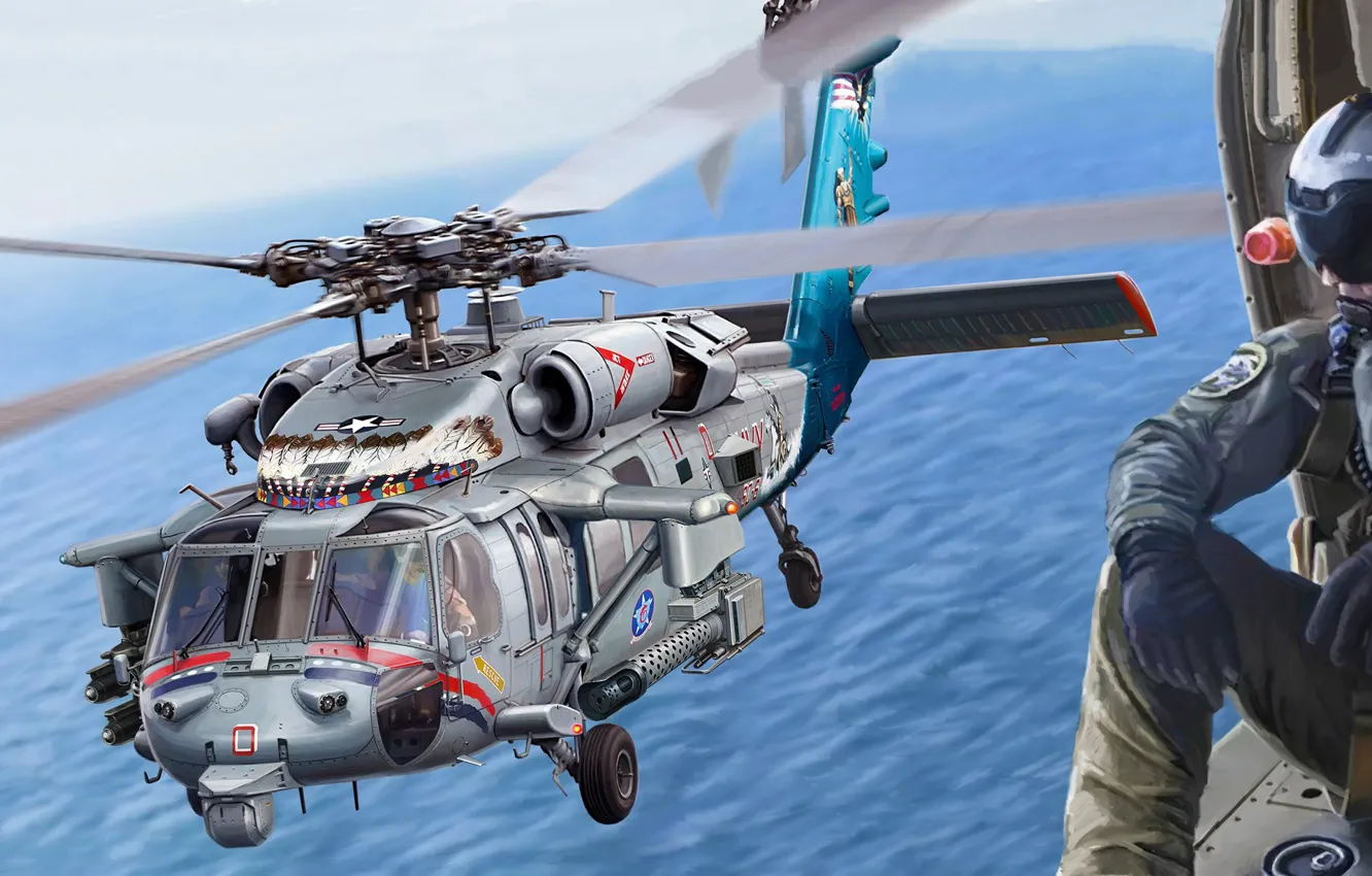 Фото обои США, Sikorsky, ВМС США, US NAVY, американский палубный многоцелевой вертолёт, MH-60S Knighthawk