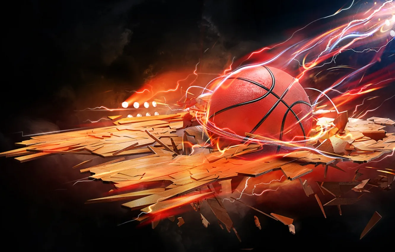 Фото обои fire, basketball, ball, sports