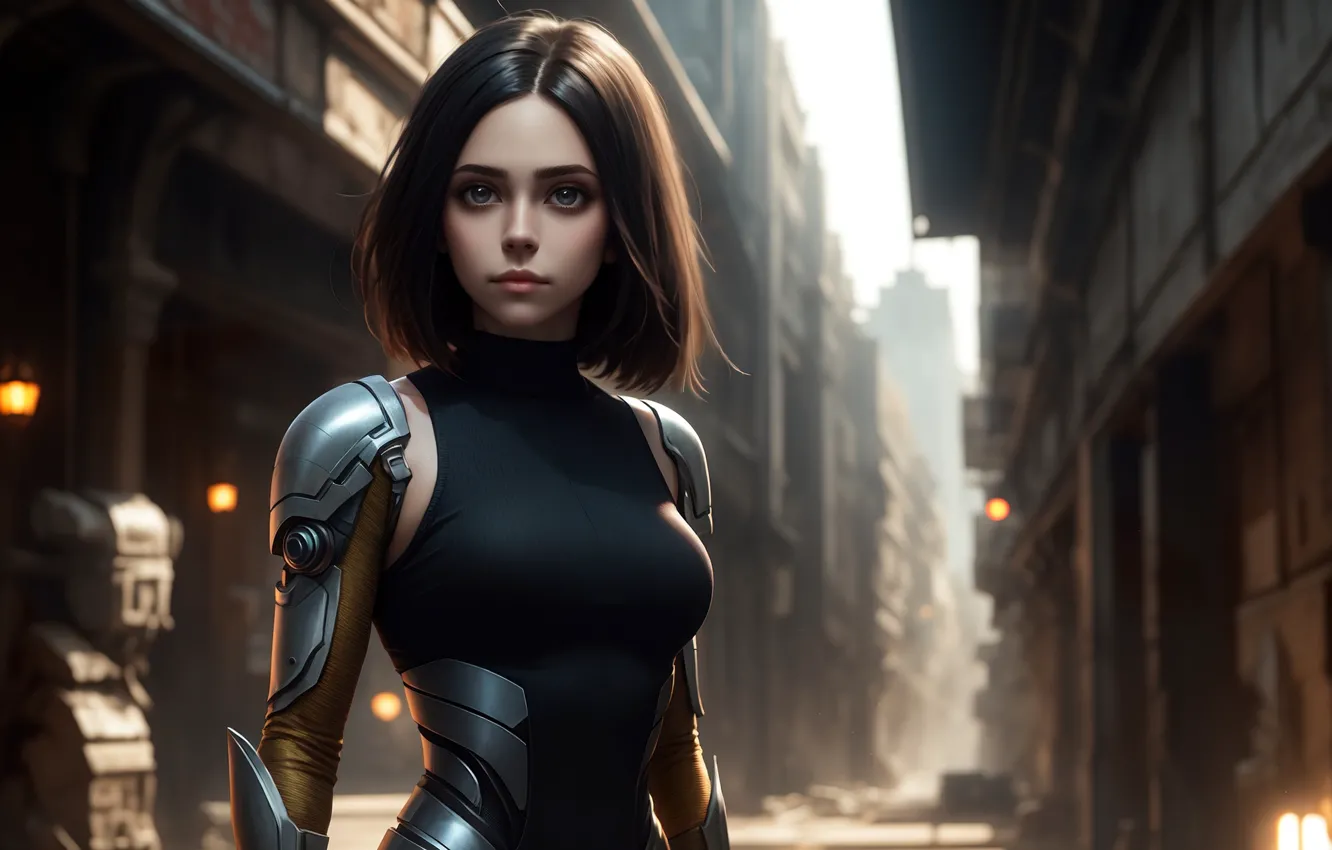 Фото обои Girl, Anime, Battle Angel Alita, Cyberpunk, Alita