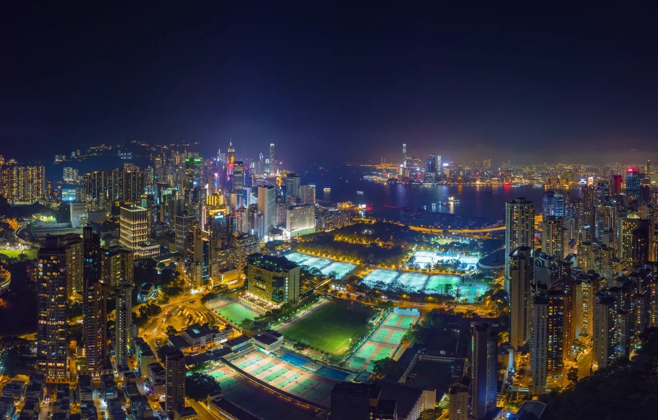 Фото обои поле, город, спорт, Гонконг, Китай