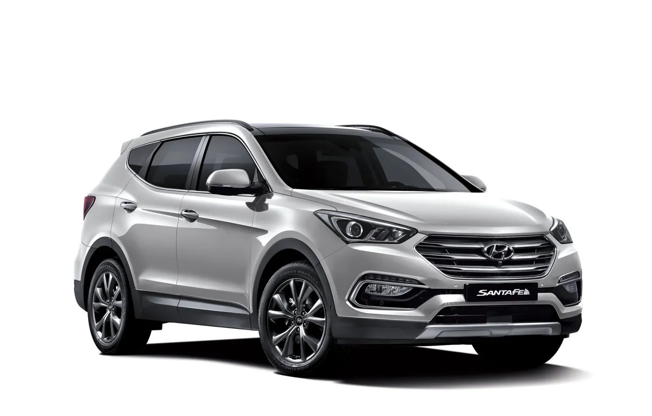 Фото обои белый фон, Hyundai, Santa Fe, хундай, санта фе