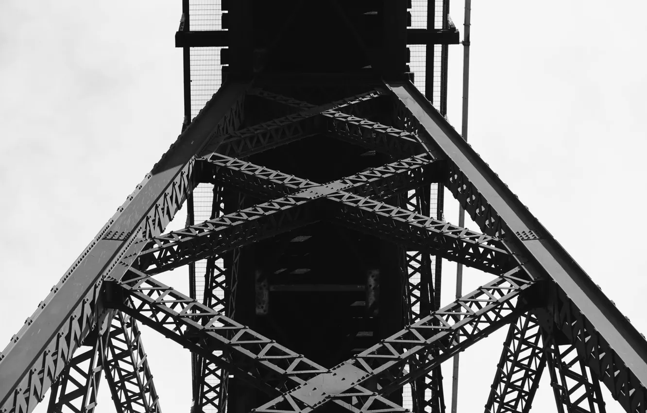 Фото обои design, bridge, pattern, black and white, iron, steel, structure, b/w
