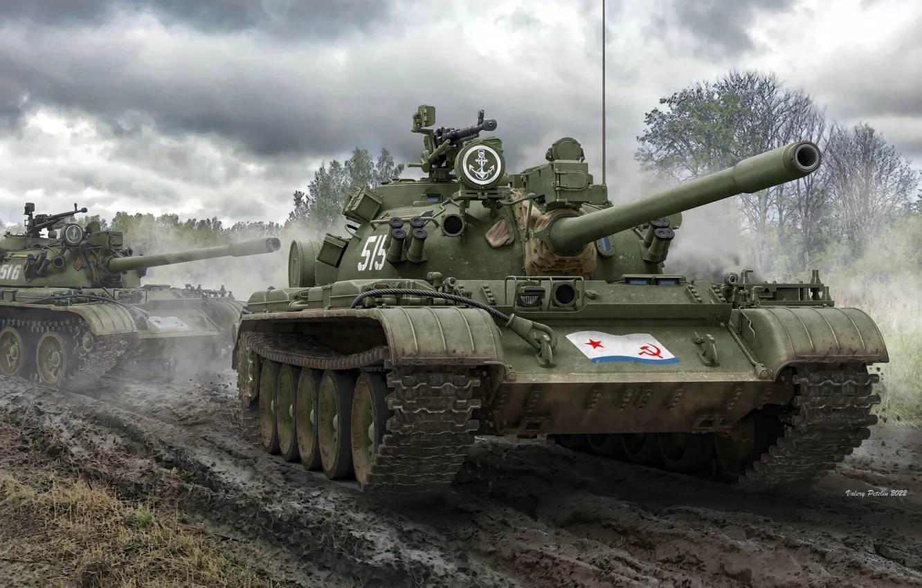 Фото обои танк, СССР, средний, Т-55А, Валерий Петелин