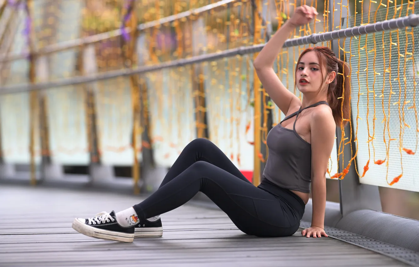 Фото обои long hair, women, asian, sitting, dark hair