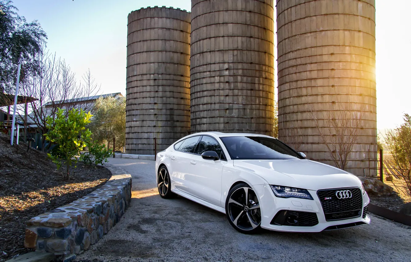 Фото обои Audi, ауди, белая, white, front, RS7