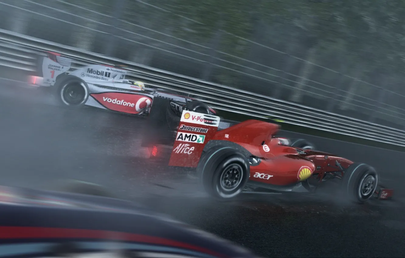Фото обои ferrari, rain, race, mclaren, Grand Prix
