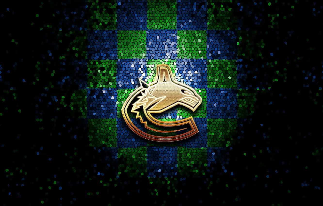 Фото обои wallpaper, sport, logo, NHL, hockey, glitter, checkered, Vancouver Canucks