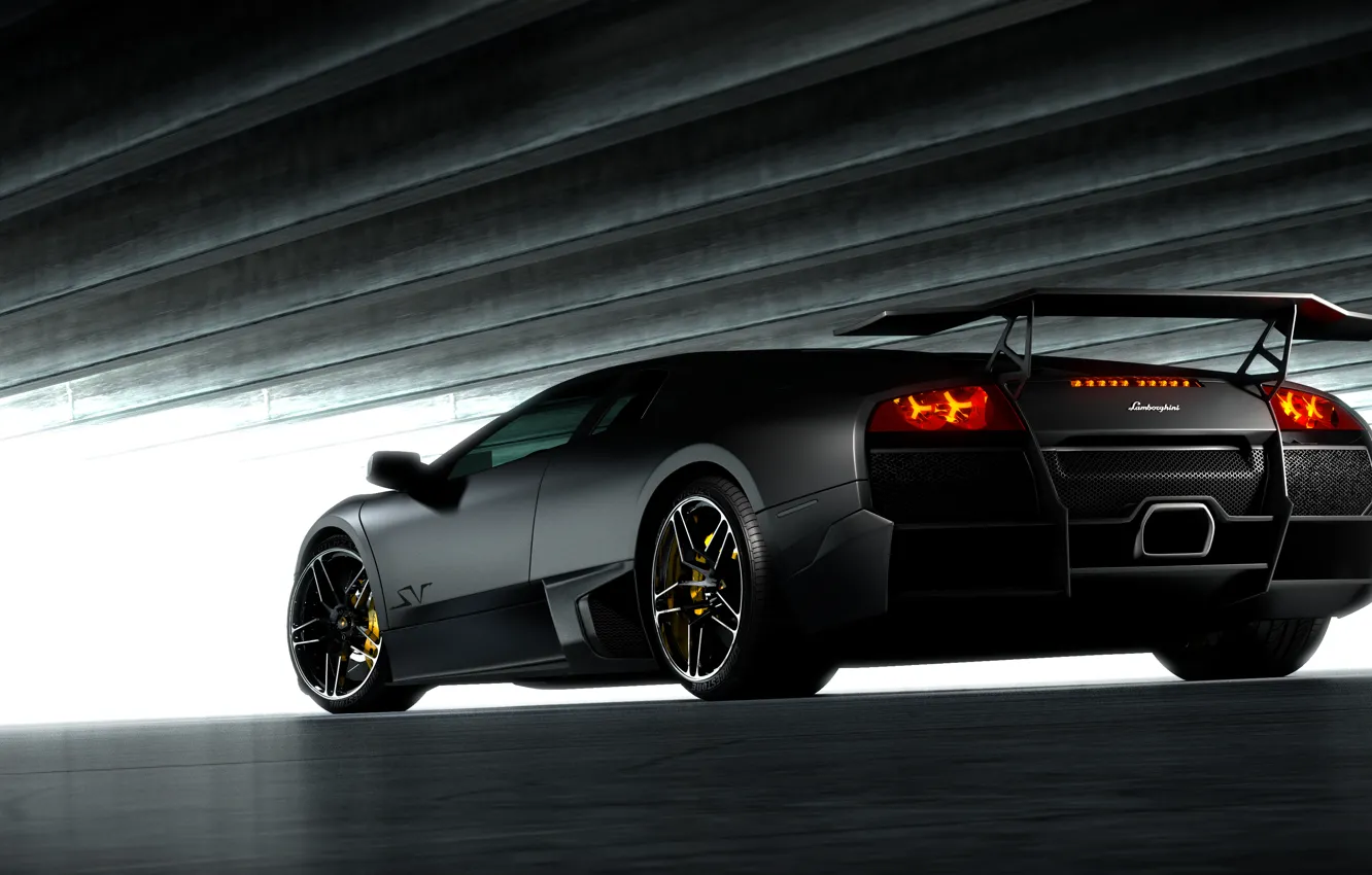 Фото обои чёрный, Lamborghini, матовый, black, ламборджини, Murcielago, LP670-4, ламборгини