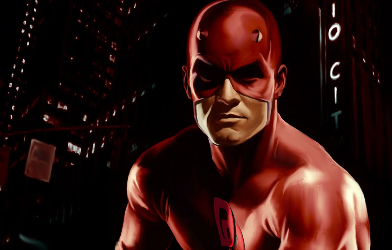 Фото обои маска, герой, Daredevil, Marvel Comics, Сорвиголова, Matthew Murdock