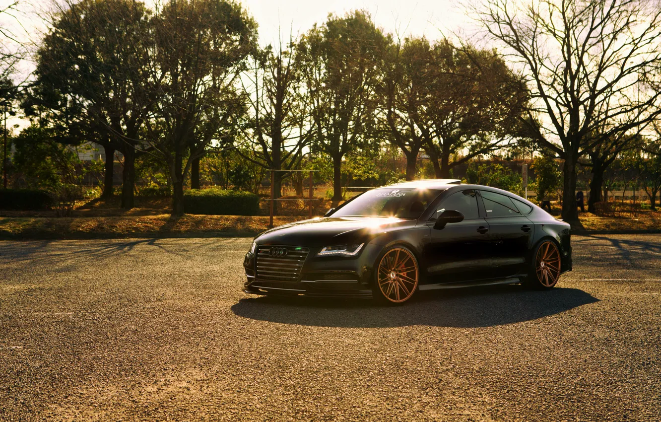 Фото обои Audi, black, vossen wheels, frontside