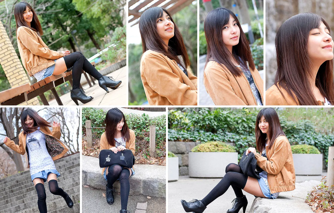 Фото обои Beautiful, Asian, Model, Smile, Woman, Cute, Jacket, Pretty