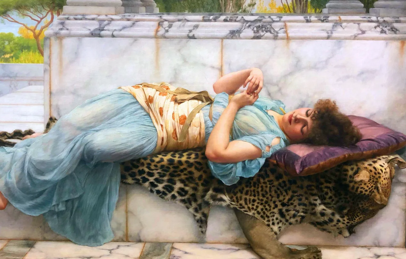 Фото обои Девушка, Картина, Кольцо, John William Godward, Джон Уильям Годвард, Обручённая, Английский художник-неоклассицист