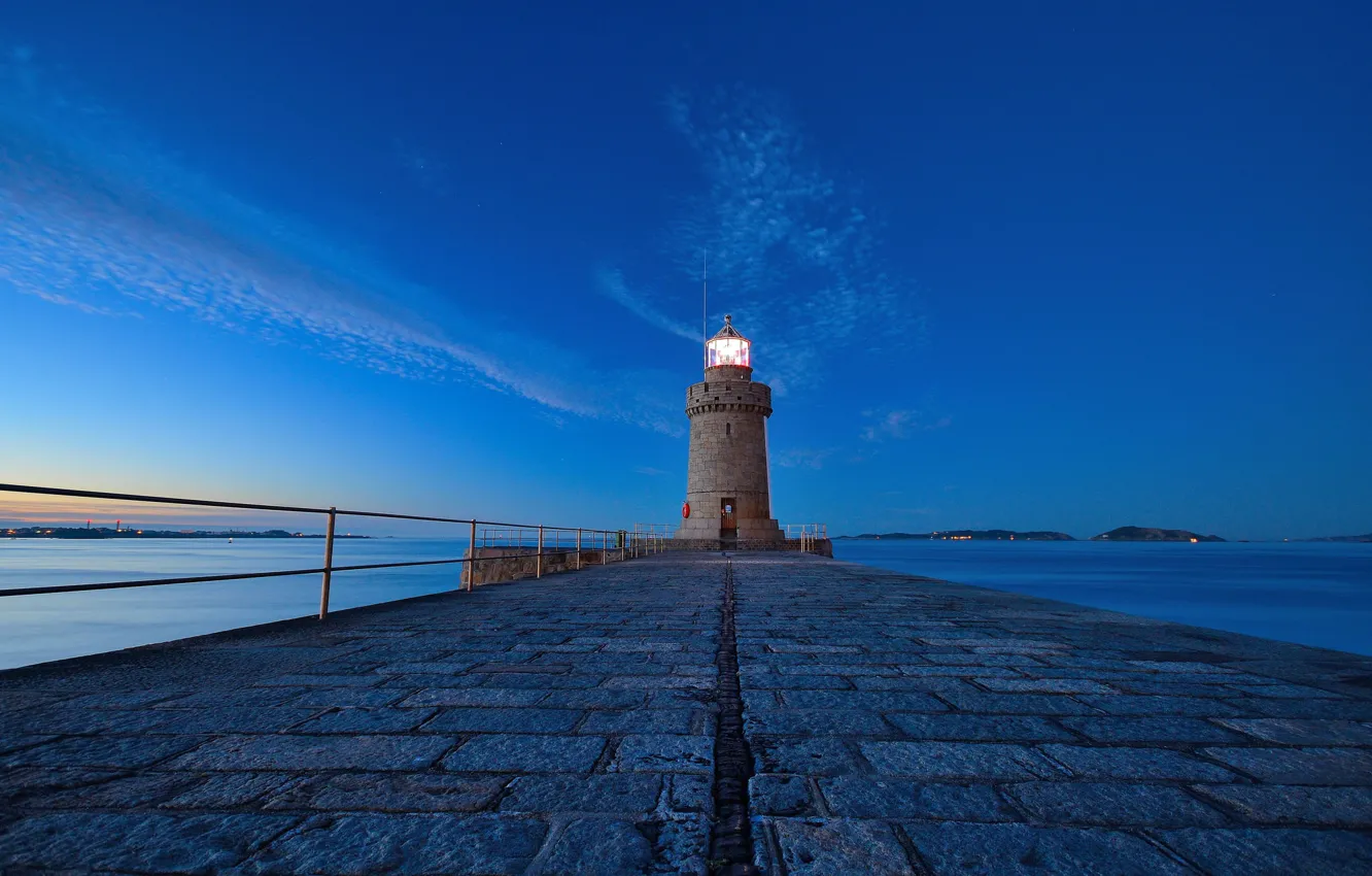Фото обои light, twilight, sea, ocean, seascape, dusk, lighthouse, bay