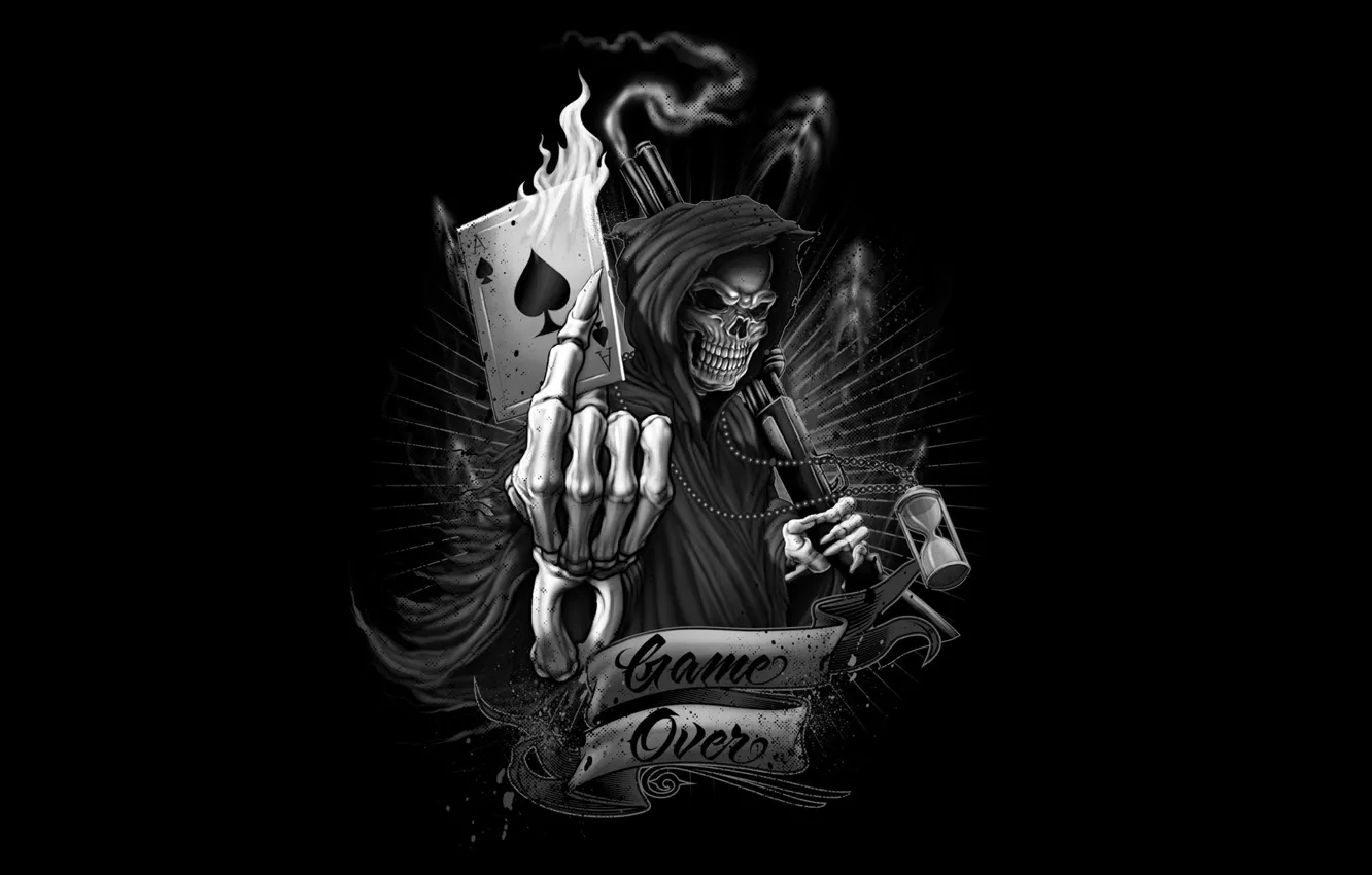 Фото обои reaper, skeleton, miscellaneous, playing cards