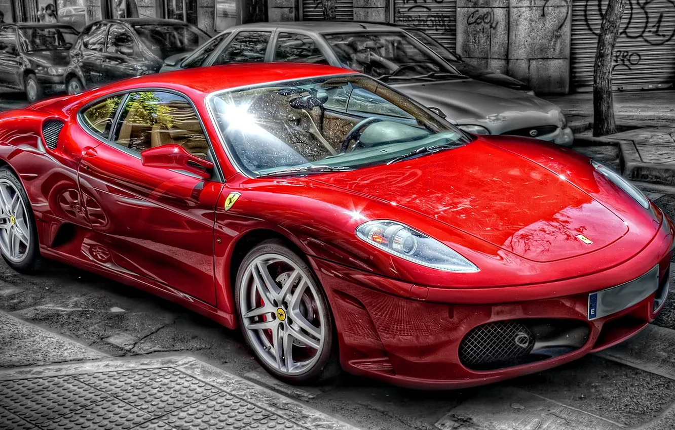 Фото обои дорога, красный, Ferrari