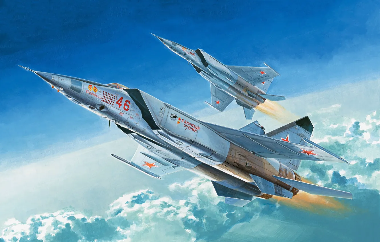 Фото обои art, airplane, aviation, jet, Mikoyan-Gurevich MiG-25