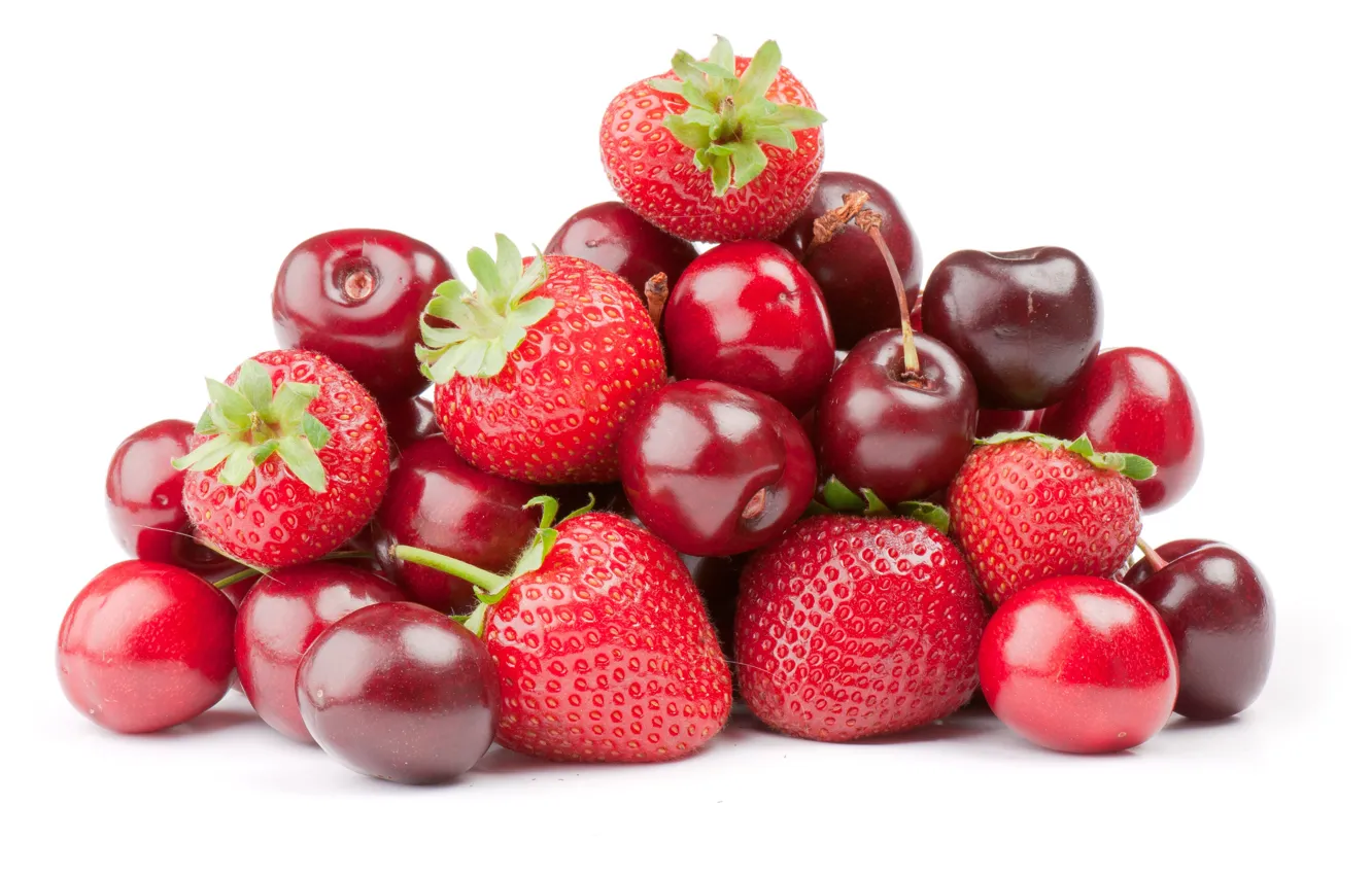 Фото обои ягоды, клубника, вишни