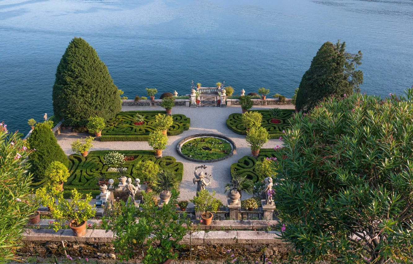 Фото обои trees, Italy, lake, garden, plants, Lake Maggiore, Isole di Borromee