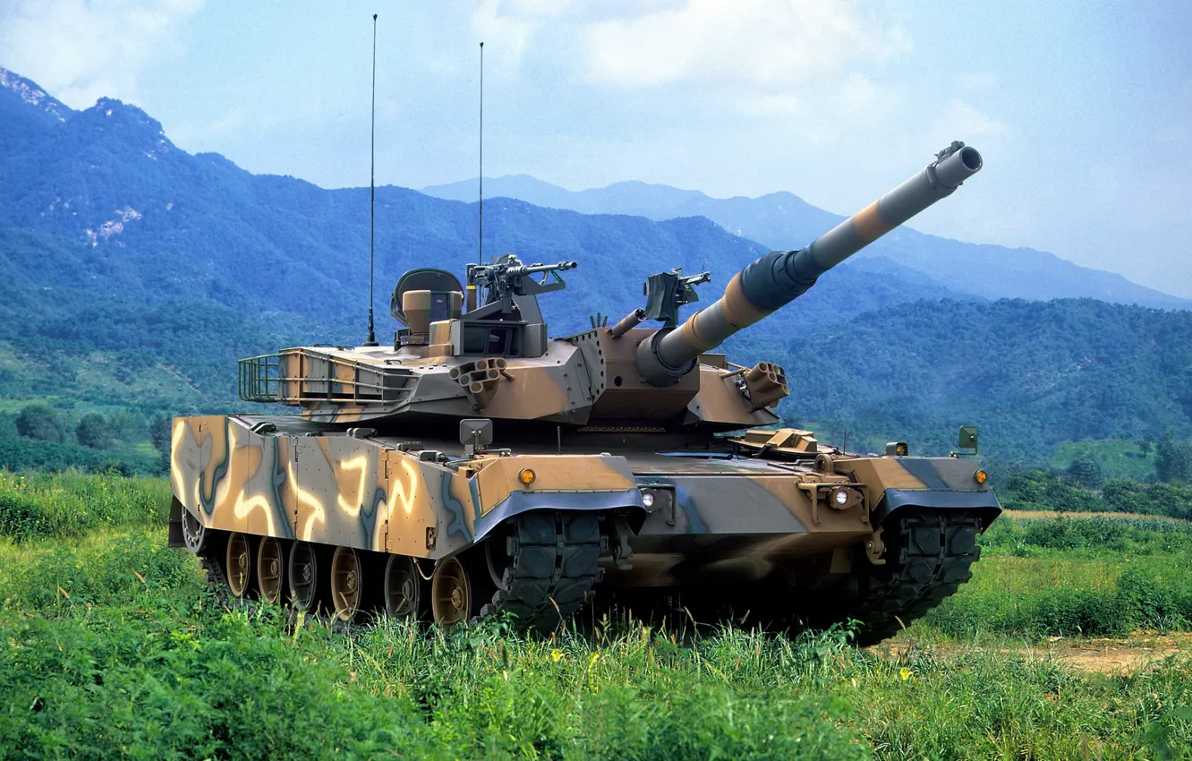 Фото обои gun, weapon, South Korea, asian, tank, oriental, asiatic, vegetation