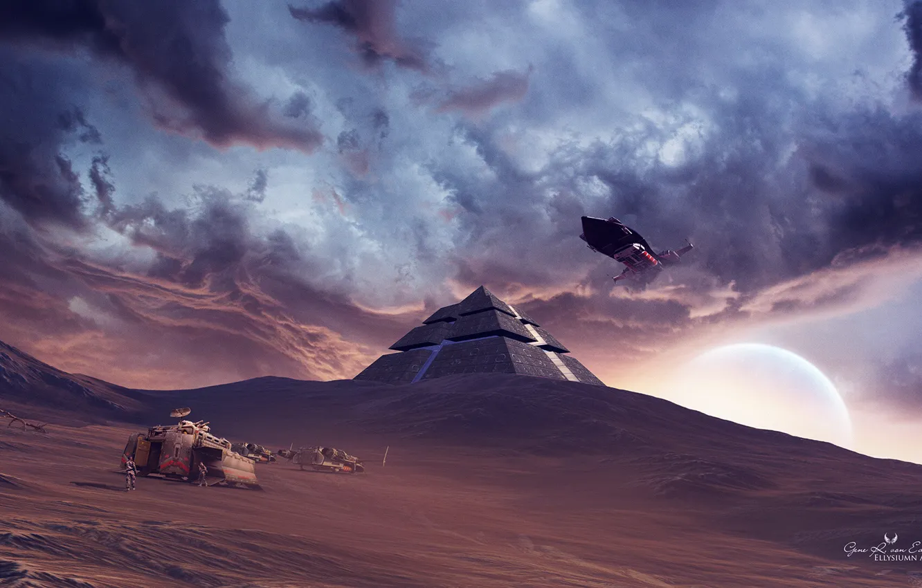 Фото обои песок, люди, пустыня, планета, корабли, логотип, станция, атмосфера