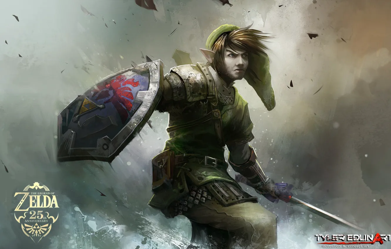 Фото обои игра, меч, воин, щит, The Legend of Zelda, tyler edlin
