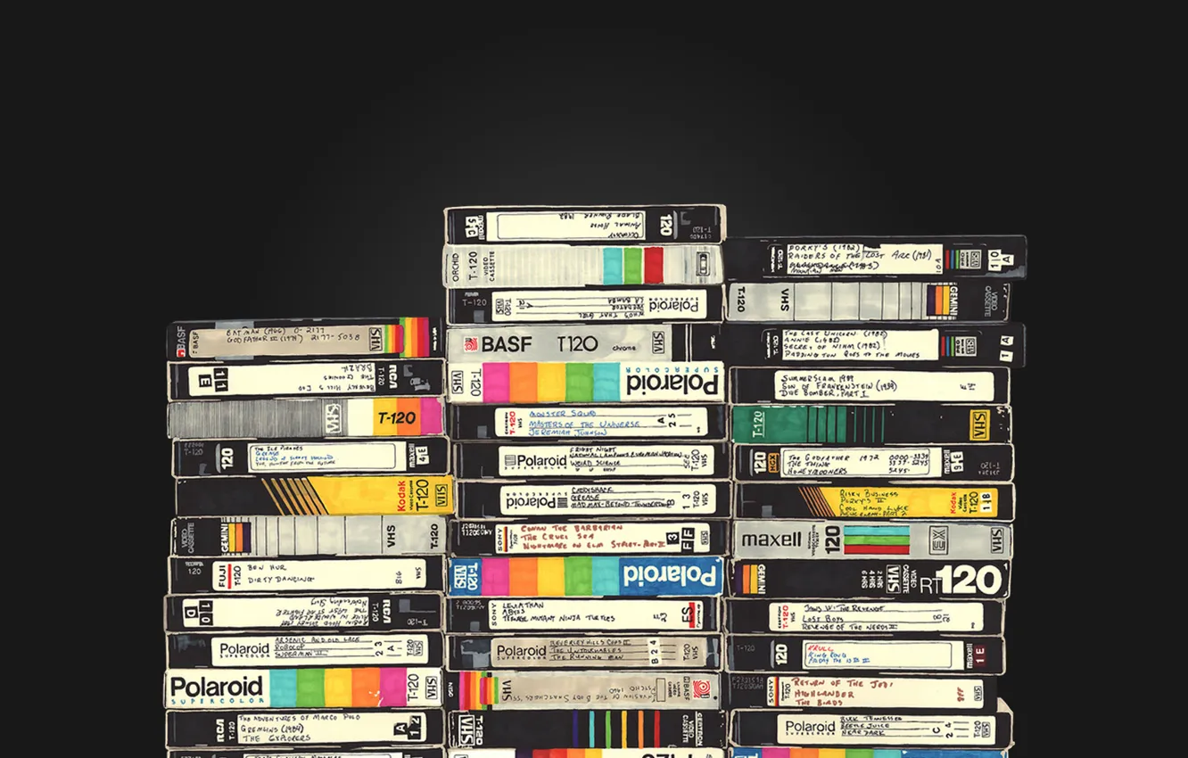 Фото обои стиль, ретро, кассеты, VHS