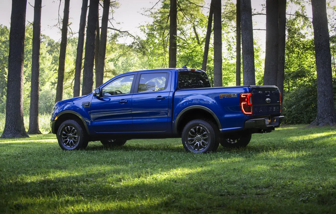 Фото обои синий, Ford, вид сбоку, пикап, Ranger, 2019, FX2 Package