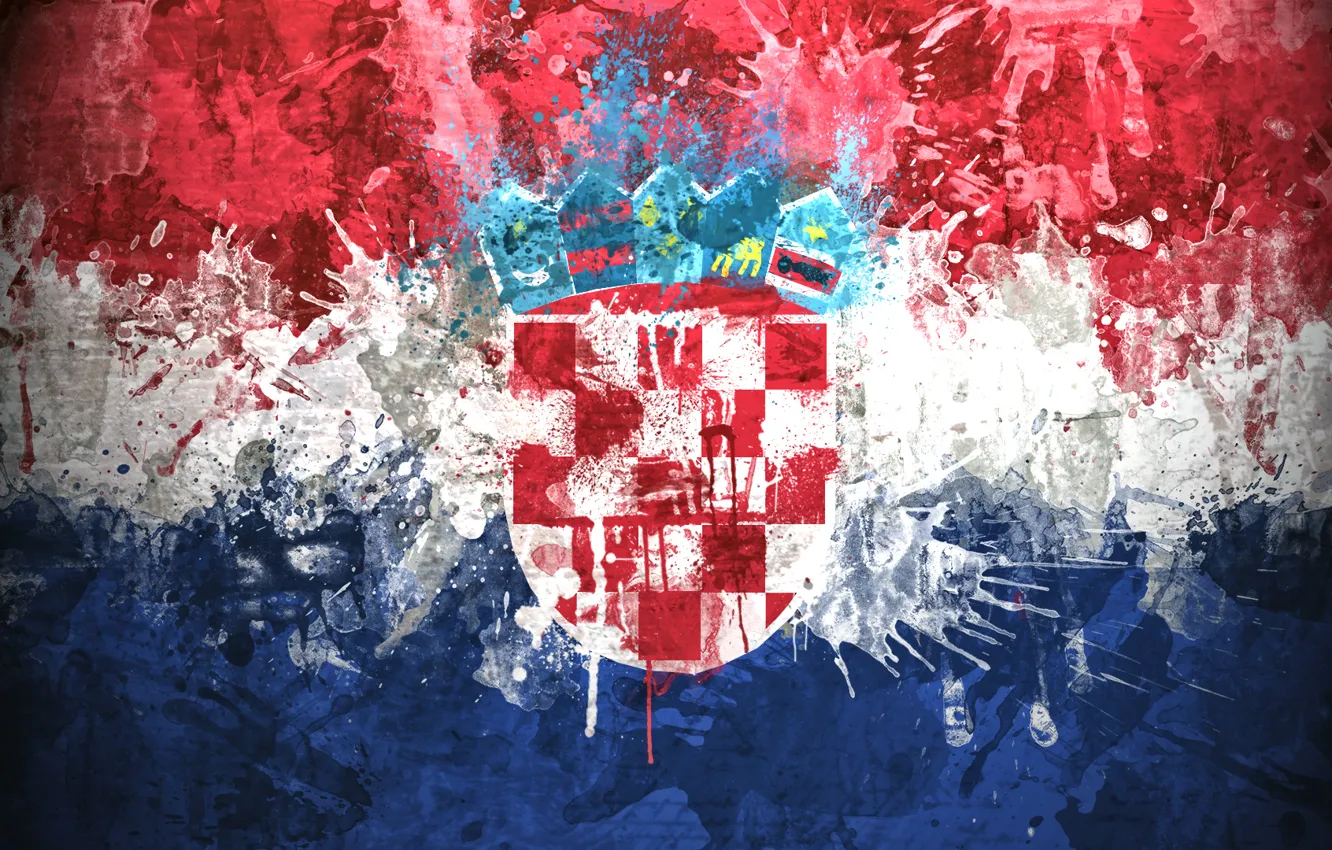 Фото обои краски, флаг, герб, Хорватия, Republika Hrvatska, Республика Хорватия