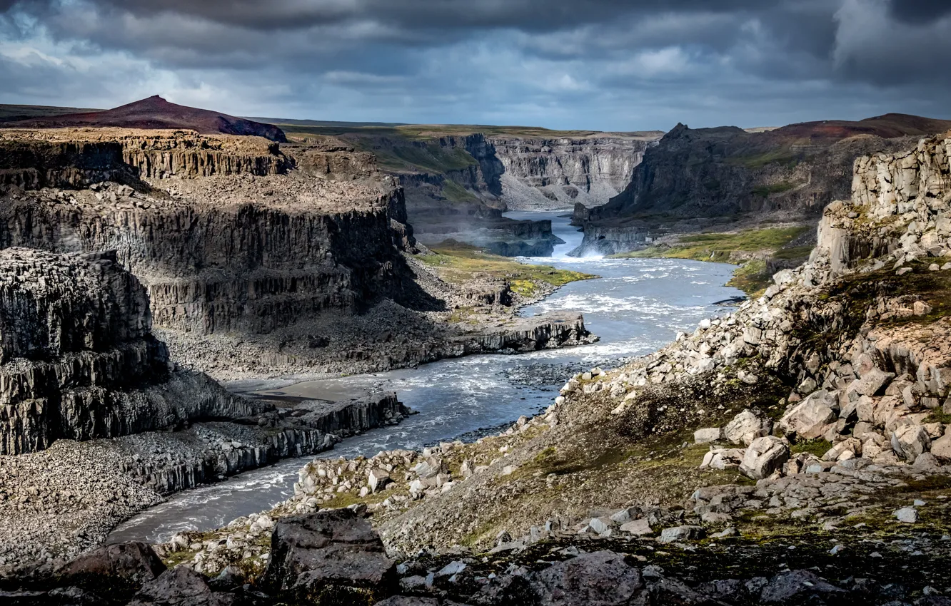 Фото обои река, каньон, Исландия, Jökulsárgljúfur canyon
