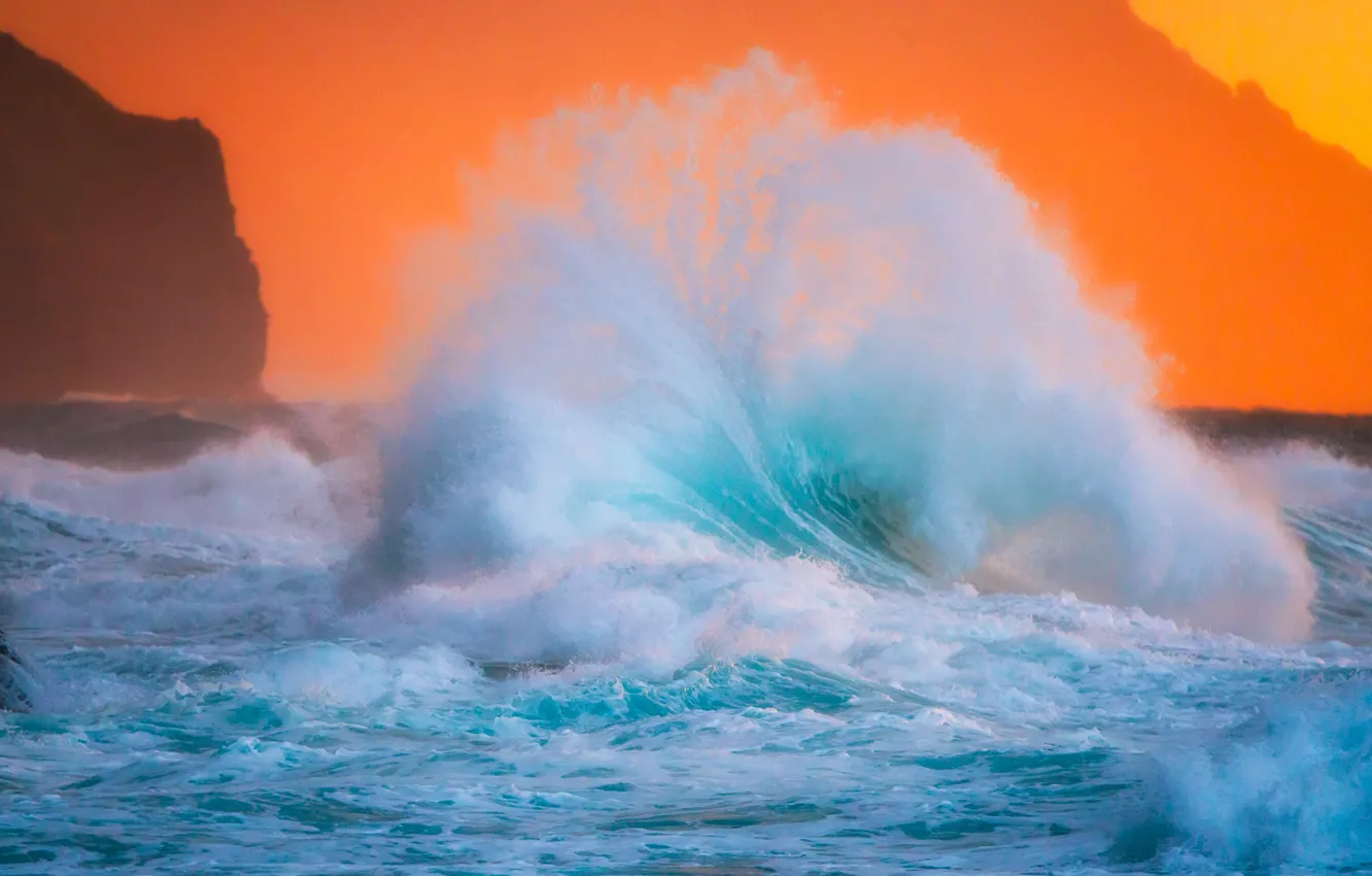 Фото обои океан, волна, Гавайи, Pacific Ocean, Hawaii, Kauai, Тихий океан, Кауаи