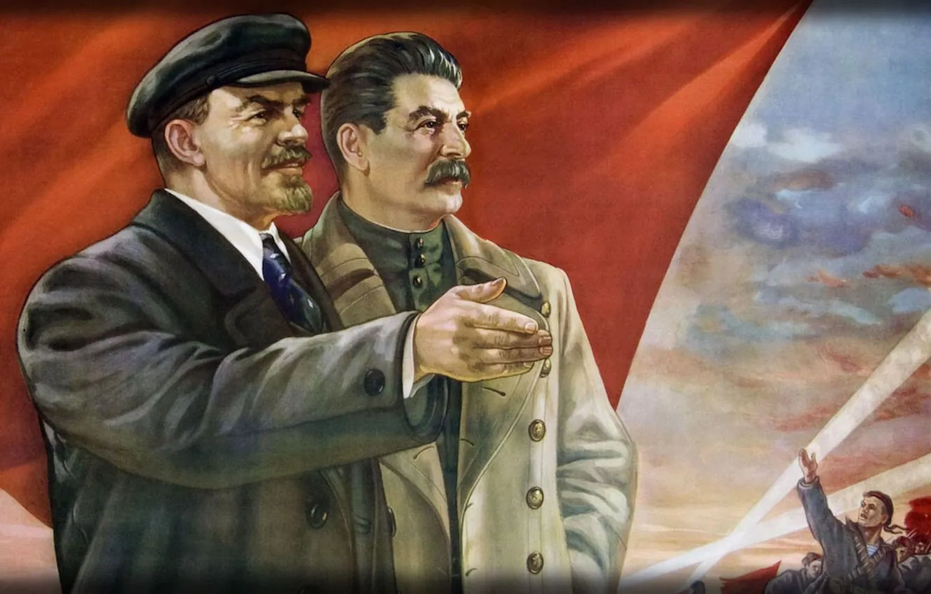 Фото обои man, leader, Lenin, politician, Stalin, Dzhugashvili, Ulyanov