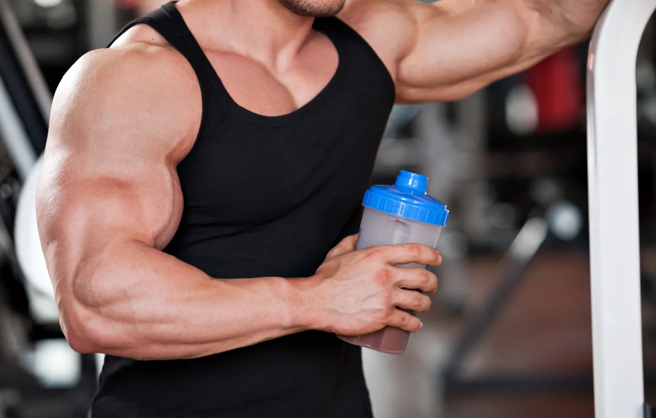 Фото обои fitness, bodybuiler, nutrition, protein drink