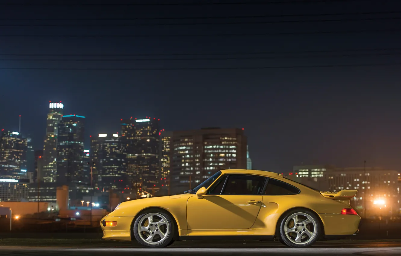 Фото обои car, city, lights, 911, Porsche, legend, Porsche 911 Turbo S, side view