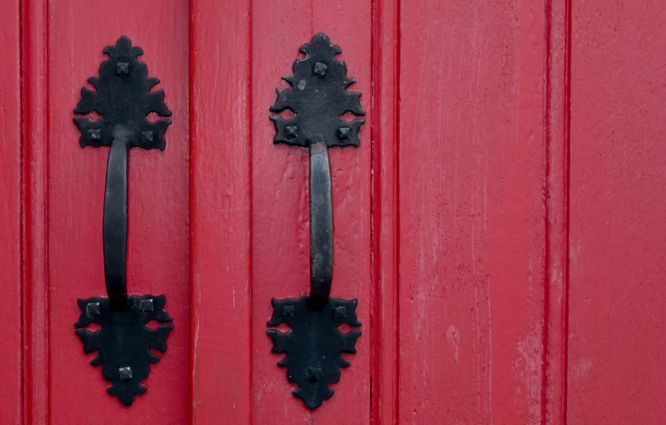 Фото обои metal, red, wood, pattern, door