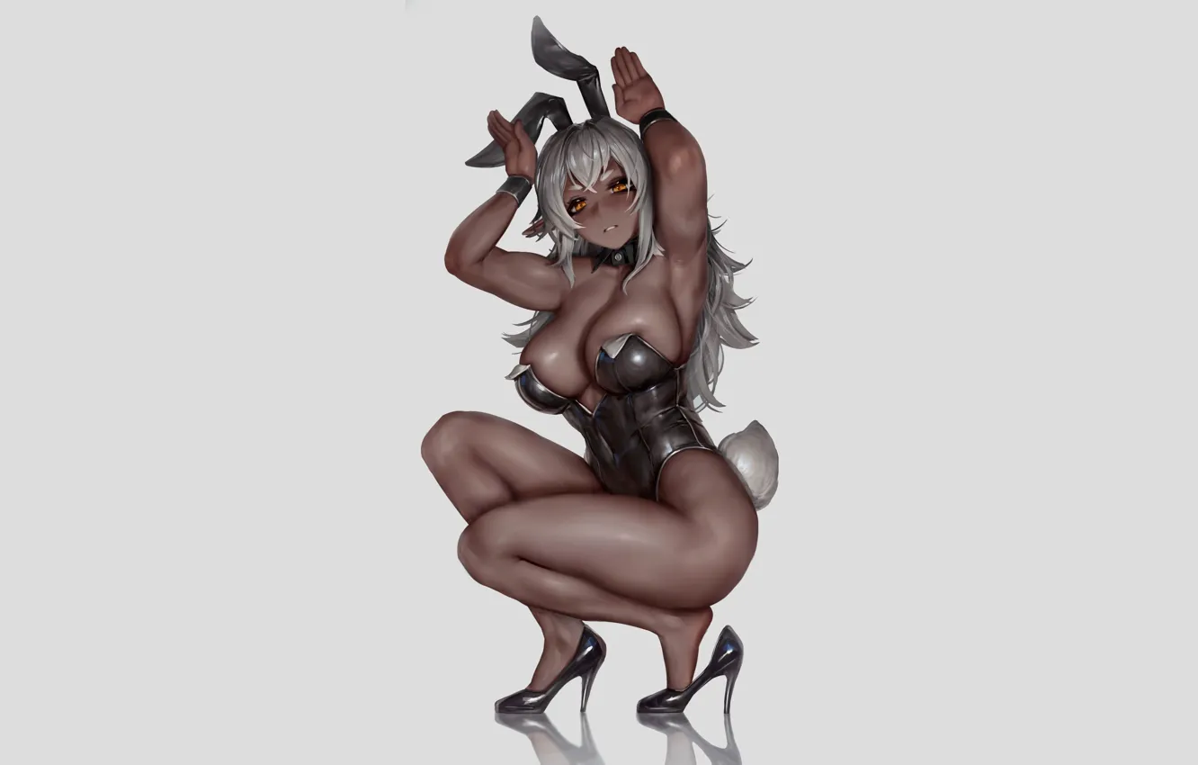 Фото обои girl, hot, sexy, anime, brown, big boobs, babe, bunny