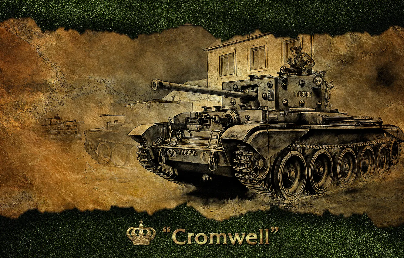 Фото обои Англия, арт, танк, Великобритания, танки, WoT, World of Tanks, Cromwell