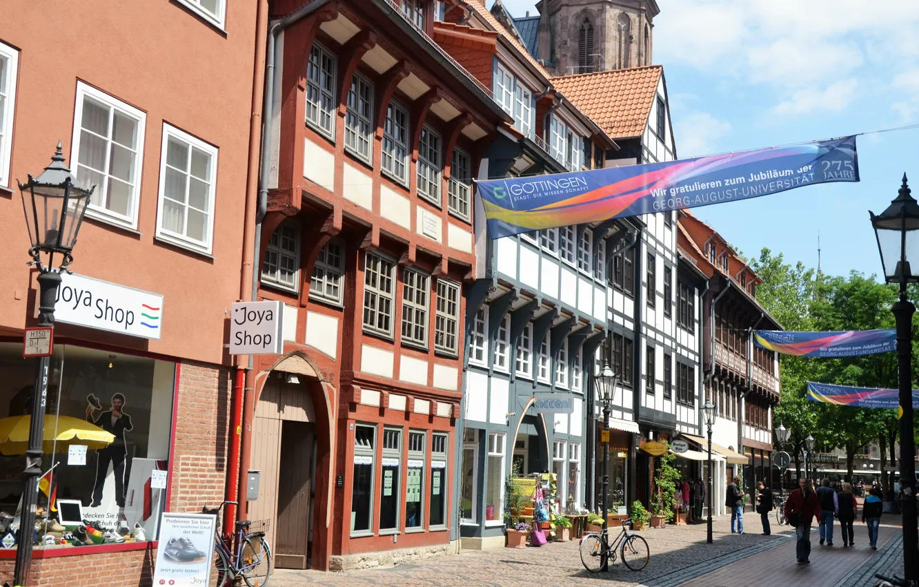 Фото обои Город, Германия, Улица, Здания, Germany, Street, Гёттинген, Gottingen