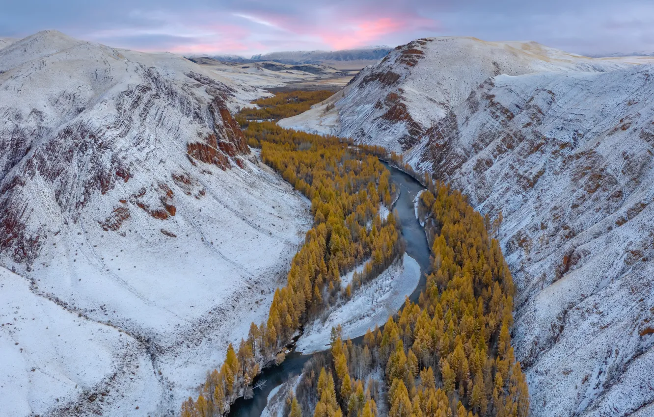 Фото обои Russia, Altai Republic, Kyzylshin River valley