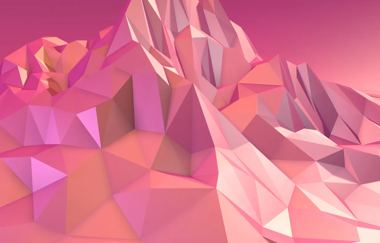 Фото обои горы, краски, объем, грань, ребро, low poly
