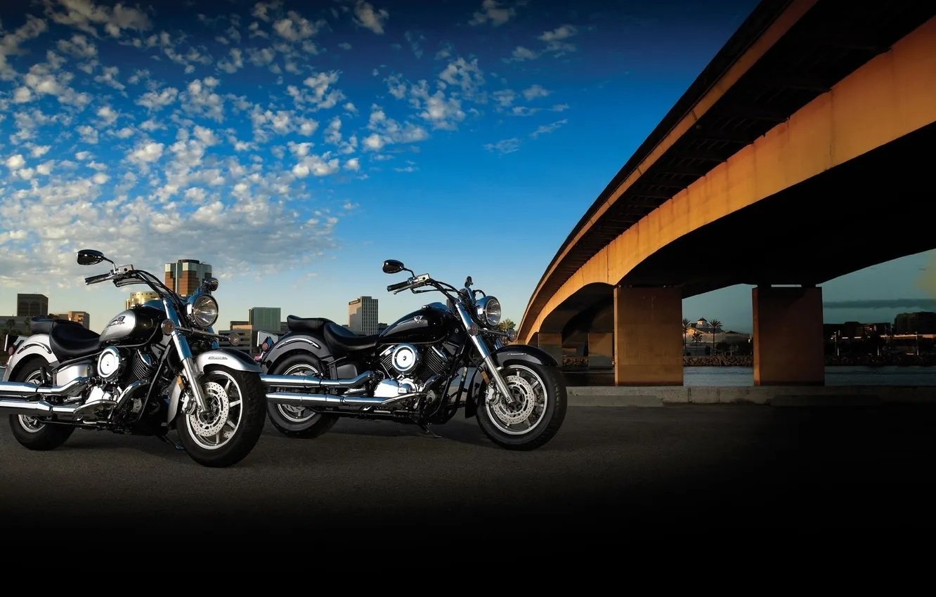 Фото обои мотоциклы, yamaha, bridge, choppers, ямаха, чопперы, xvs1100a, dragstar classic