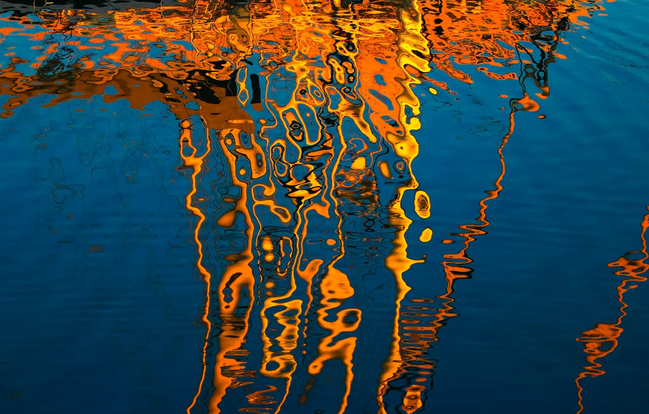 Фото обои вода, отражение, рябь, блик