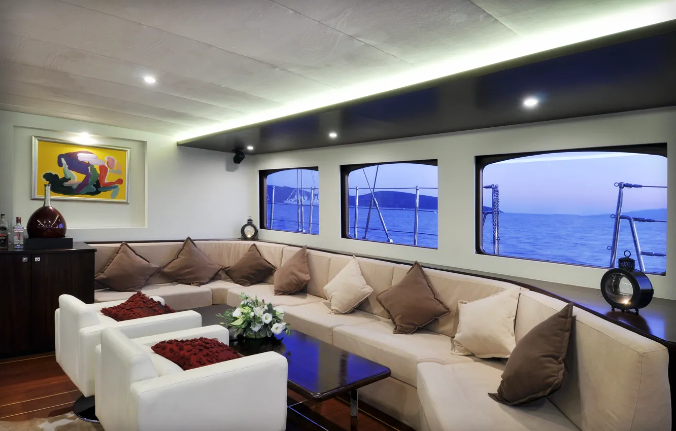 Фото обои дизайн, стиль, интерьер, яхта, салон, люкс, luxury motor yacht