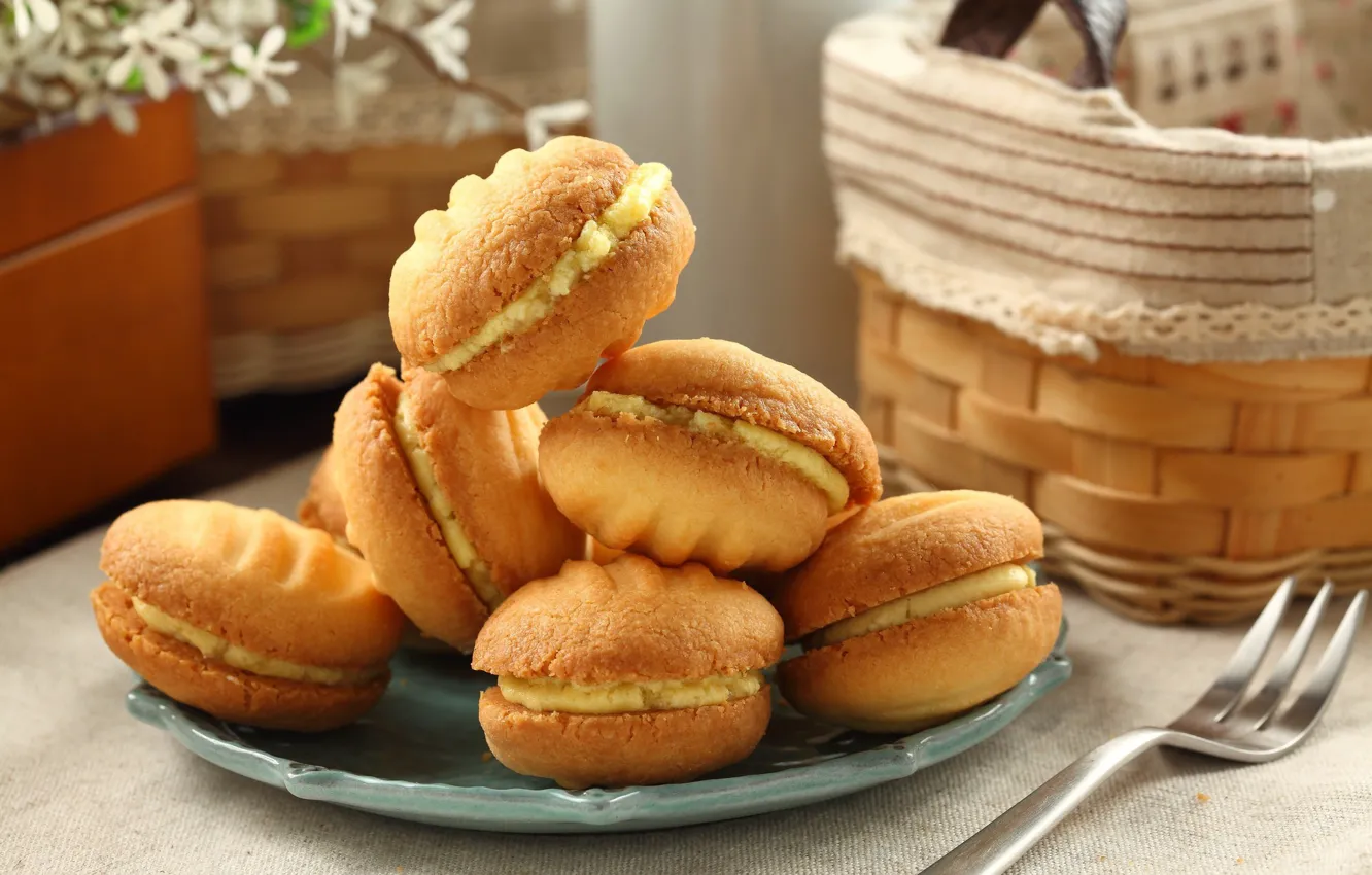 Фото обои еда, печенье, крем, выпечка, сладкое, начинка