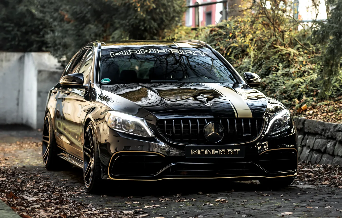 Фото обои Mercedes-Benz, Mercedes, Front, Black, Tuning, Manhart, S205, CR700