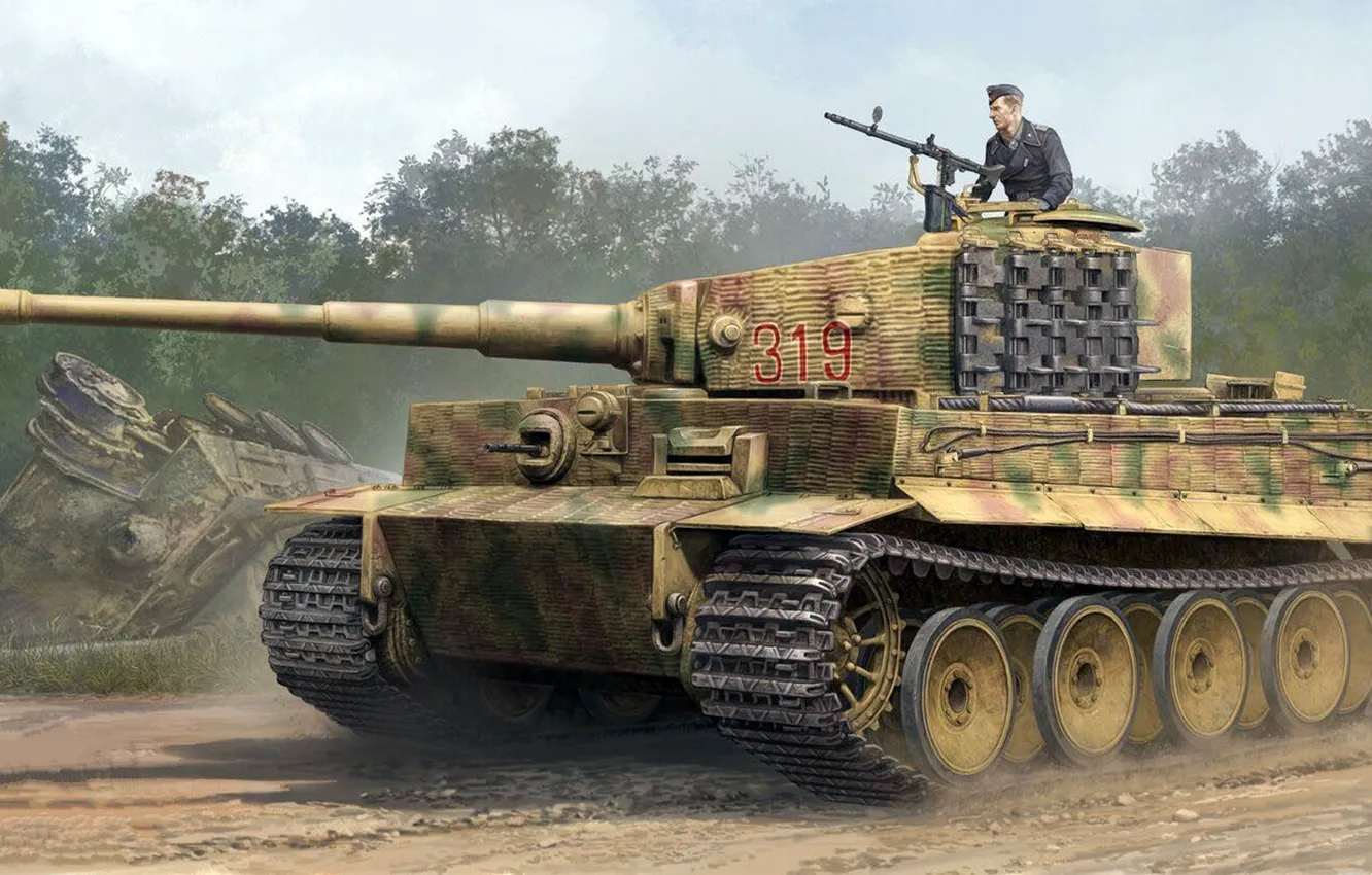 Фото обои Тигр, времён Второй мировой войны, Panzerkampfwagen VI, немецкий тяжёлый танк
