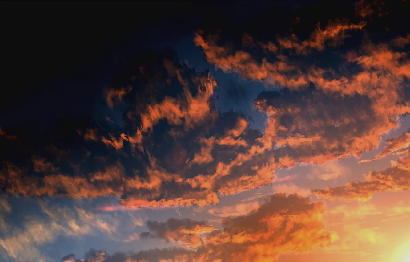Фото обои небо, облака, закат, арт, kibunya 39