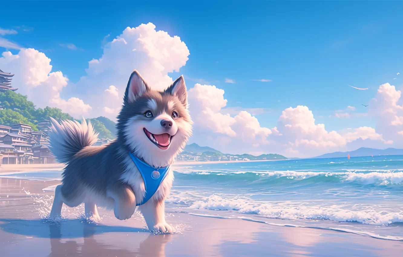 Фото обои dog, anime creature, Cutefish