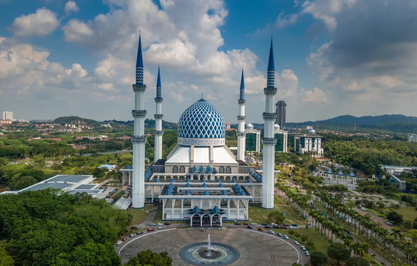 Фото обои landscape, mosque, malaysia, landmark, muslim, masjid, islamic, minaret